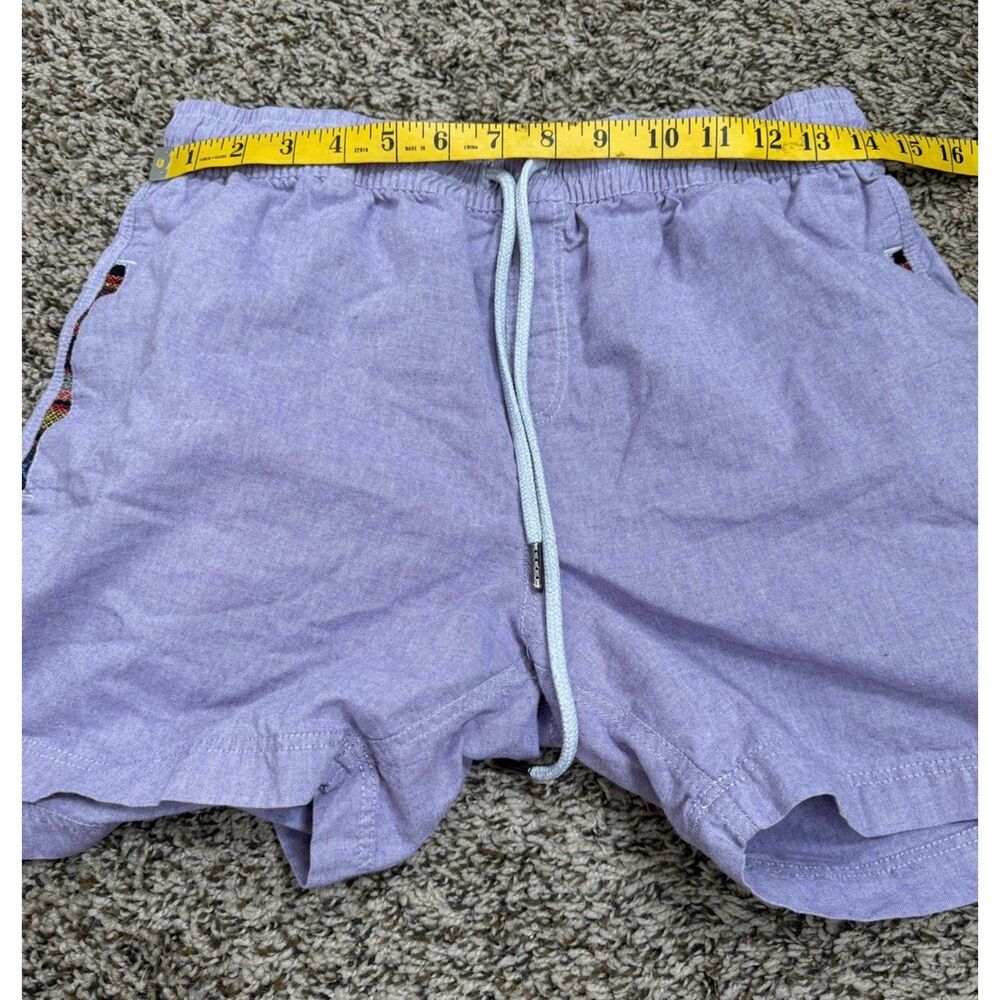 WOWIE Mens Casual Purple Shorts Sz M Drawstring Pull On Aztec Trim Breathable - Picture 9 of 11